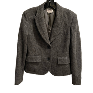 Michael Kors Cropped Tweed Notched Lapel Blazer with Metallic Sparkle Women's 4